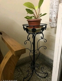 White  Iron Corner Pot Stand for Balcony Living Room Outdoor Indoor Plants  - Black